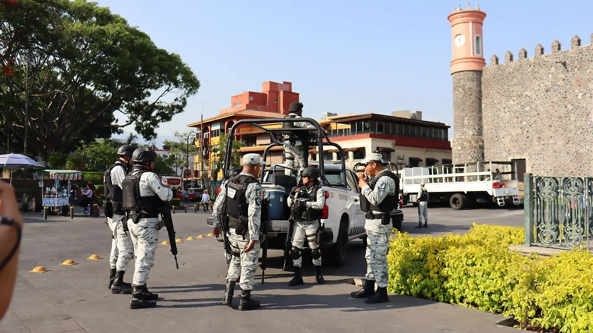 Guardia Nacional en el centro de Cuernavaca